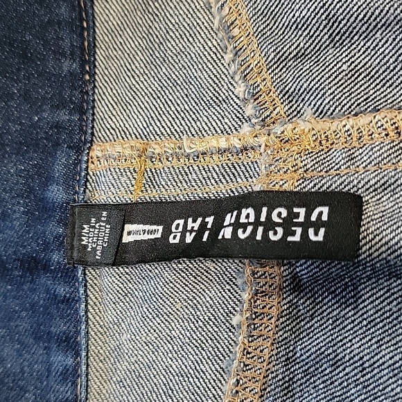 Design Lab Lord & Taylor Size M Half Denim Half Tartan Pleated Mini Skirt, NEW - Picture 8 of 9